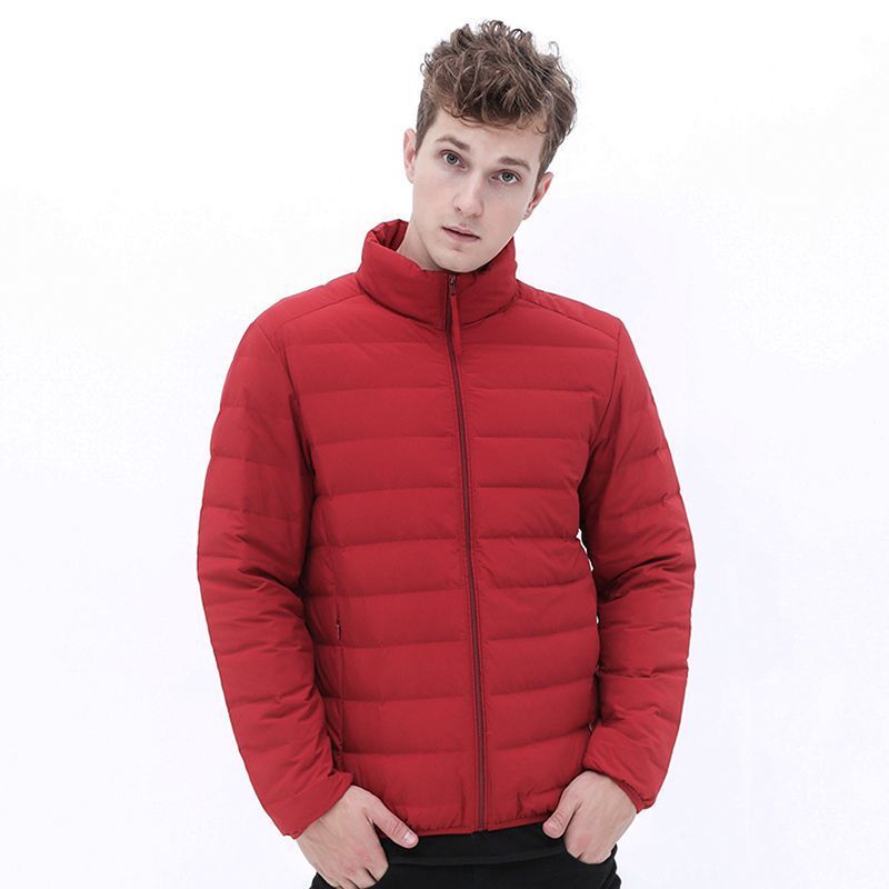 Transfronterizo sin costuras prensado chaqueta de plumón ligera hombre corto nuevo estilo de invierno moda guapo chaqueta con capuchón casual