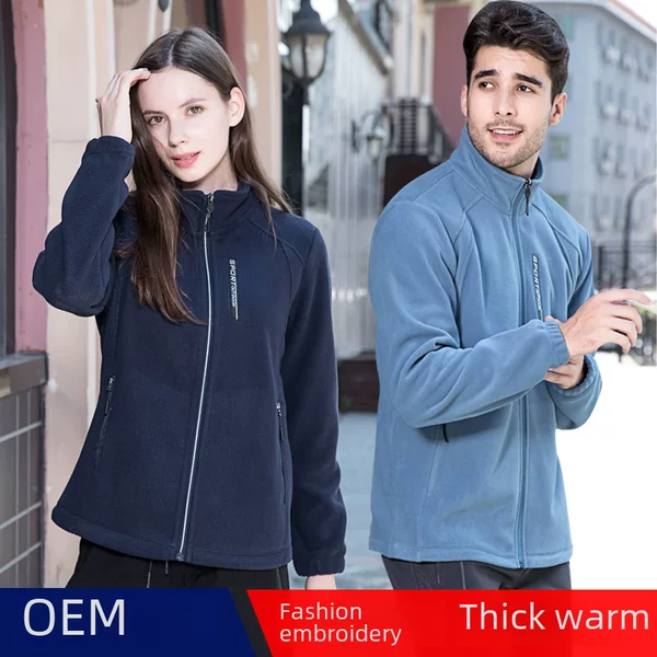 Autumn and Winter Fleece Jackets and Sweatshirts for Couples, Outdoor Fleece Clothing for Men and Women, Fleece Lining, Thickened Warm Coats for Cold Protection