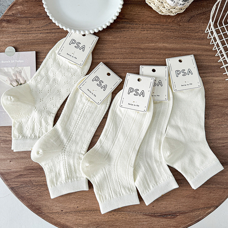 Women's Summer Mid-Calf Socks Thin Cotton Mesh Breathable Seamless Short Cotton Socks White Jk Japanese Style Short Socks Ins Trend Women's Summer Mid-Calf Socks Thin Cotton Mesh Breathable Seamless Short Cotton Socks White Jk Japanese Style Short Socks Ins Trend