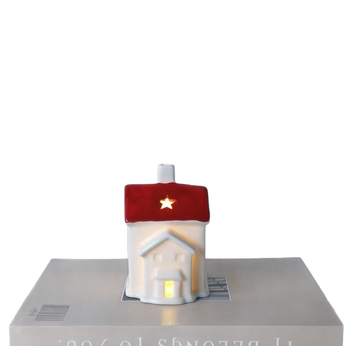 Decoración de cerámica de casa pequeña con luz transfronteriza estilo nórdico Navidad estilo caliente decoración navideña decoración de mesa noche