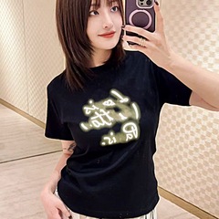 [Dujia Ready Stock] 2025 新作夏スタイル Lujia ネオンプリントロゴ半袖 T シャツトップス男性と女性用