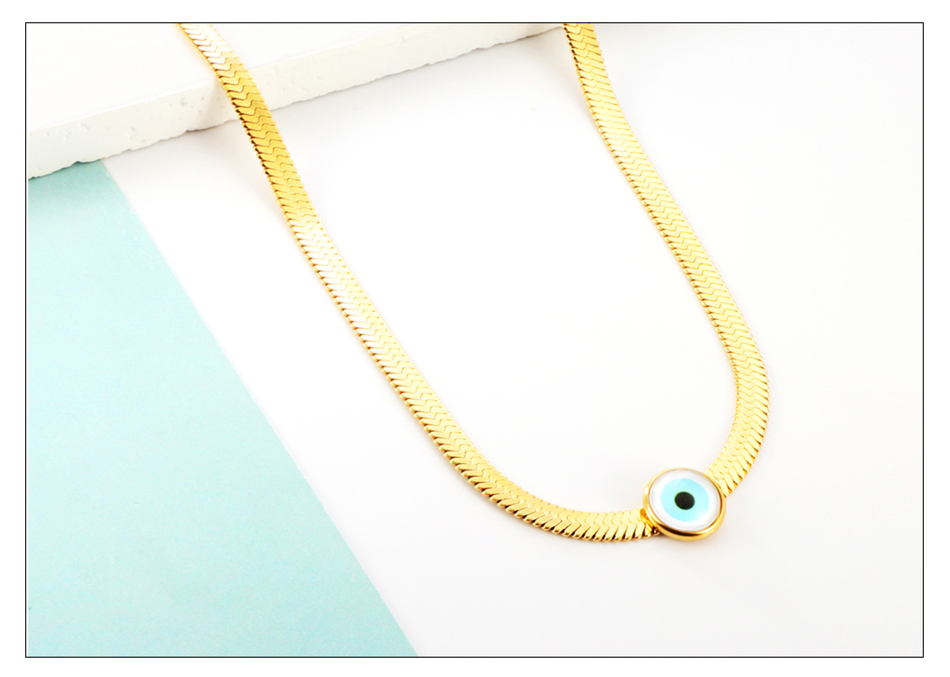 Retro Devilu0027S Eye Stainless Steel Enamel Necklace 1 Piece