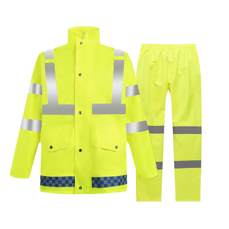 Soporte de impresión de tráfico reflectante de servicio chaqueta de lluvia pantalones de lluvia conjunto de motocicleta eléctrica chaqueta de lluvia dividida a prueba de tormenta
