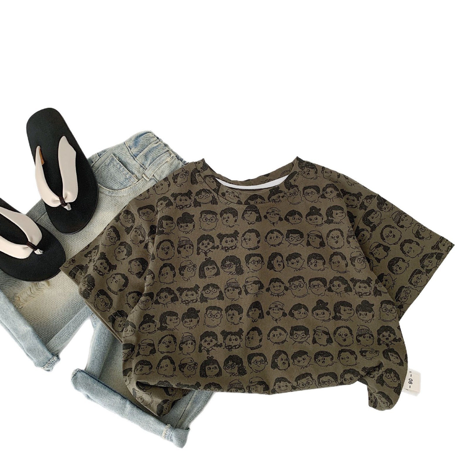 [Precio diario 14.99 RMB] Maibao niños camiseta de mangas cortas de verano 2025 impresión de dibujos animados para bebés para hombres y mujeres