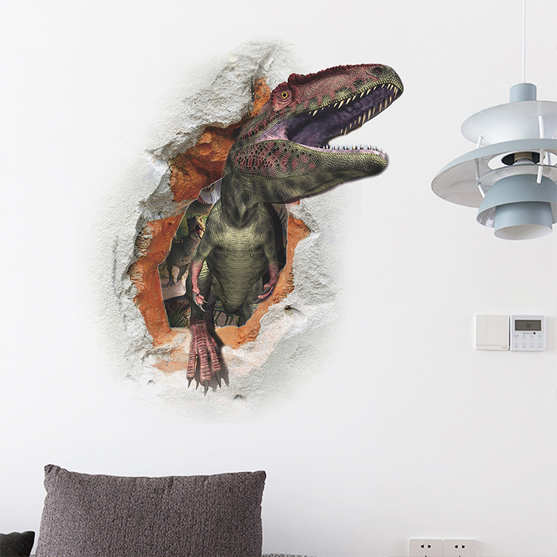 New Broken Wall Fierce Tyrannosaurus Rex Decoration Sticker Wholesale Nihaojewelry display picture 2