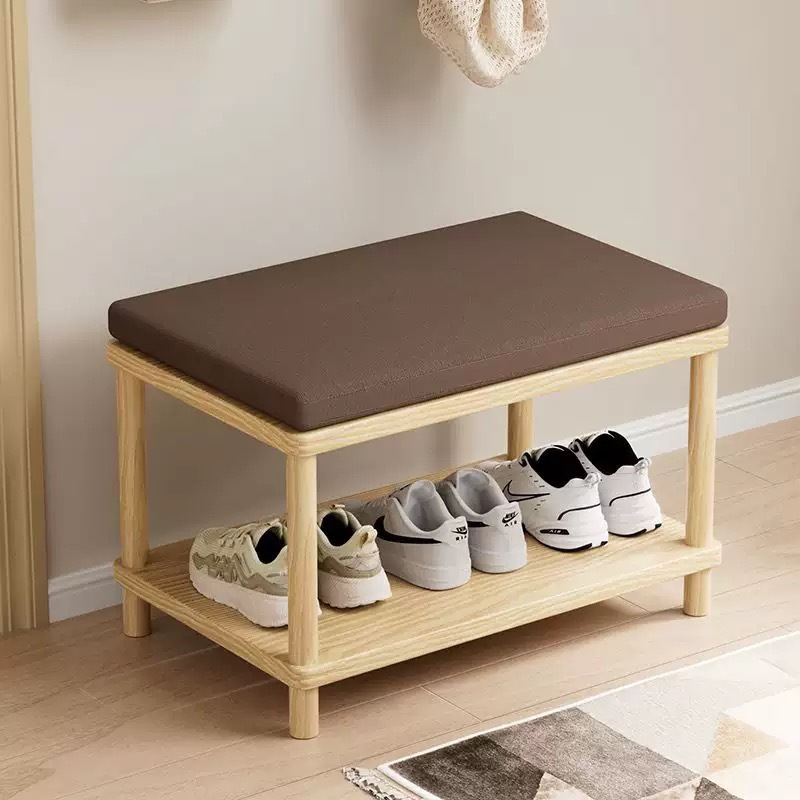 Solid Wood Shoe-Changing Bench for Home Entrance, Long Bench for Wearing Shoes, Living Room Sofa Bench, Bedroom End-Of-Bed Bench, Sitting Bench