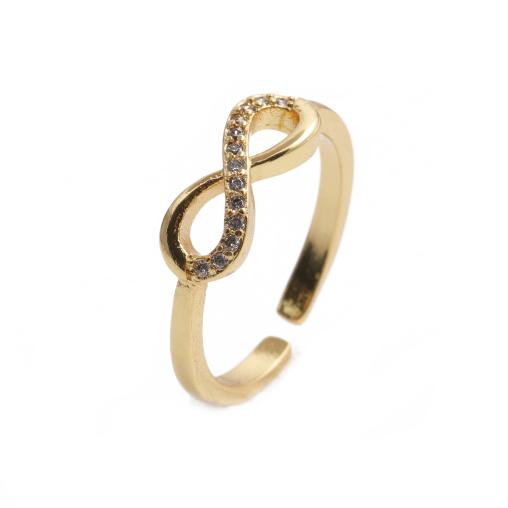 Fashion geometric copper inlaid zircon rings wholesale