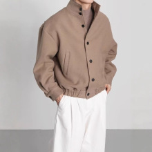 秋冬季高级感毛呢外套男短款加厚休闲立领夹克ins韩版痞帅棒球服