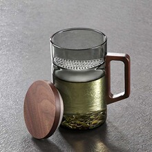 茶杯男女士绿茶杯专用茶水分离泡茶杯过滤月牙杯办公室玻璃水杯子