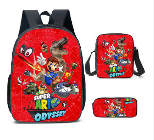 Mochila escolar de Super Mario – con estuche y bolso, diseño animado para niños y niñas