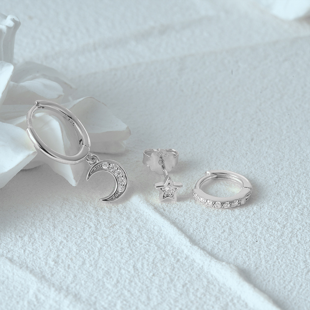 4g Weight Zircon Inlay Material Earrings Classification 3 Pieces Set Quantity Daily Occasion 925 Sterling Silver Material Geometric Pattern Women's Gender Plating, Inlay Design Simple Style Style 3 Pieces Set 925 Sterling Silver Zircon Geometric Earrings 32