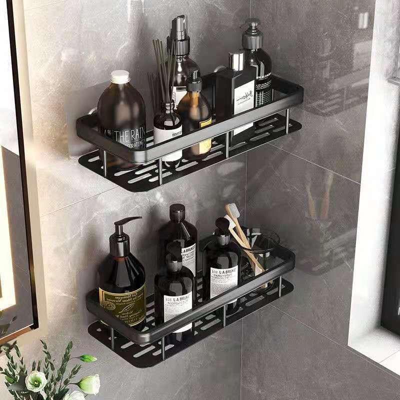 Rack de toallas de aleación de aluminio de baño sin perforación rack de almacenamiento de baño anti-corte tipo de pared de mano