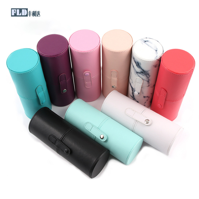 Bolsa de Almacenamiento para Brochas de Maquillaje Fenglida, Tubo para Brochas de Maquillaje, Bolsa Cilíndrica de PU para Cosméticos, Herramientas de Belleza al por Mayor