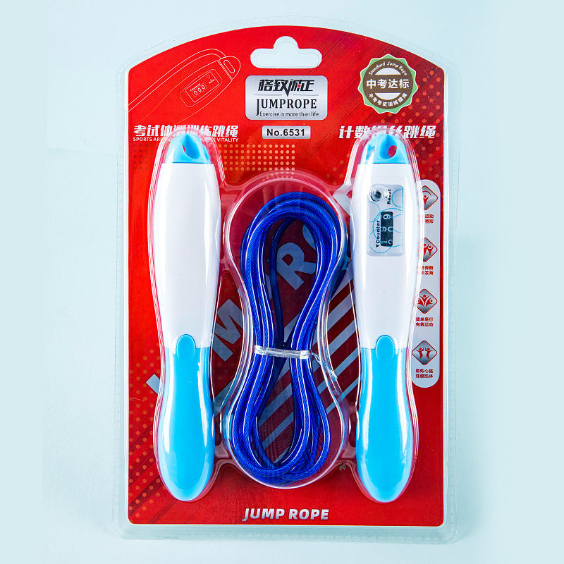 Cuerda de saltar de acero 6531 para examen de ingreso a la escuela secundaria, entrenamiento de competición deportiva para estudiantes, cuerda de saltar con contador, venta al por mayor de equipos deportivos