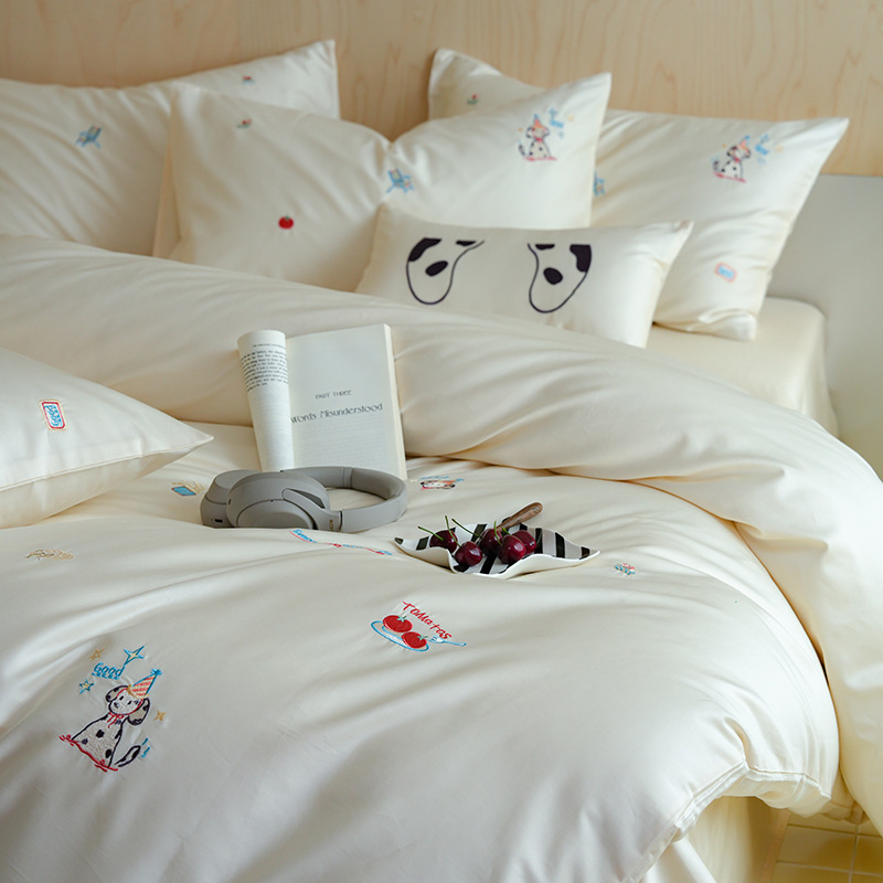 趣味生活！100支长绒棉床上四件套a类母婴级纯棉全棉床单被套床笠