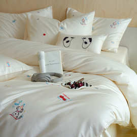 趣味生活！100支长绒棉床上四件套a类母婴级纯棉全棉床单被套床笠