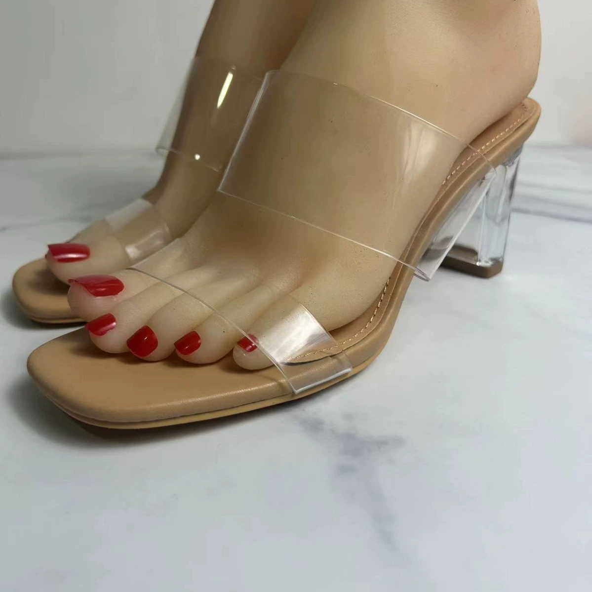 ZAR DTM Новая женская обувь, акриловые туфли на высоком каблуке, пластиковые блочные каблуки, прозрачные сандалии из ПВХ, женские 12316001111