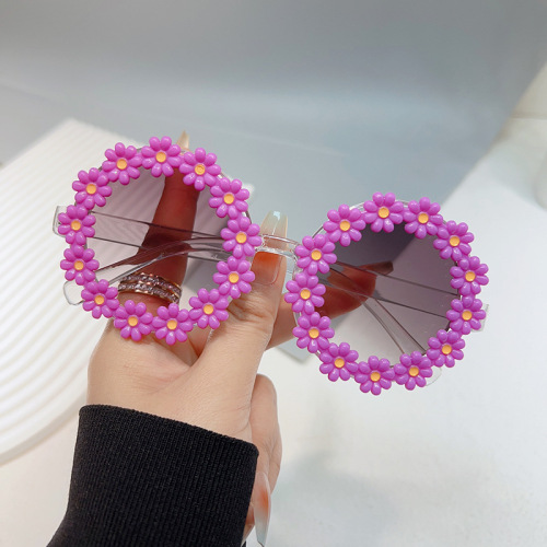 Children's Japanese and Korean  fashionable sunflower parent-child sunglasses fashionable and cute flower travel sunshade sunflower travel