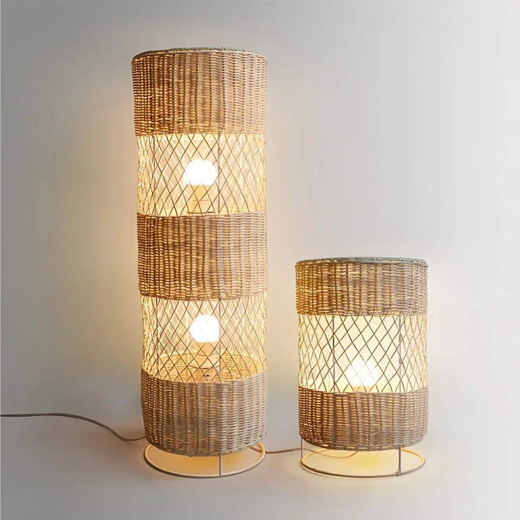 Handmade Rattan Floor Lamp for Living Room, Bedroom, Study, Homestay Decoration, Japanese Wabi-Sabi Style, Retro Zen Chinese-Style Standing Lamp
