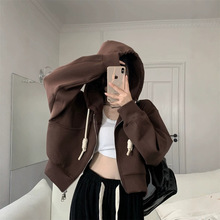 UNMUN短款连帽卫衣外套女春秋薄款韩版2025新款辣妹设计感宽松抽