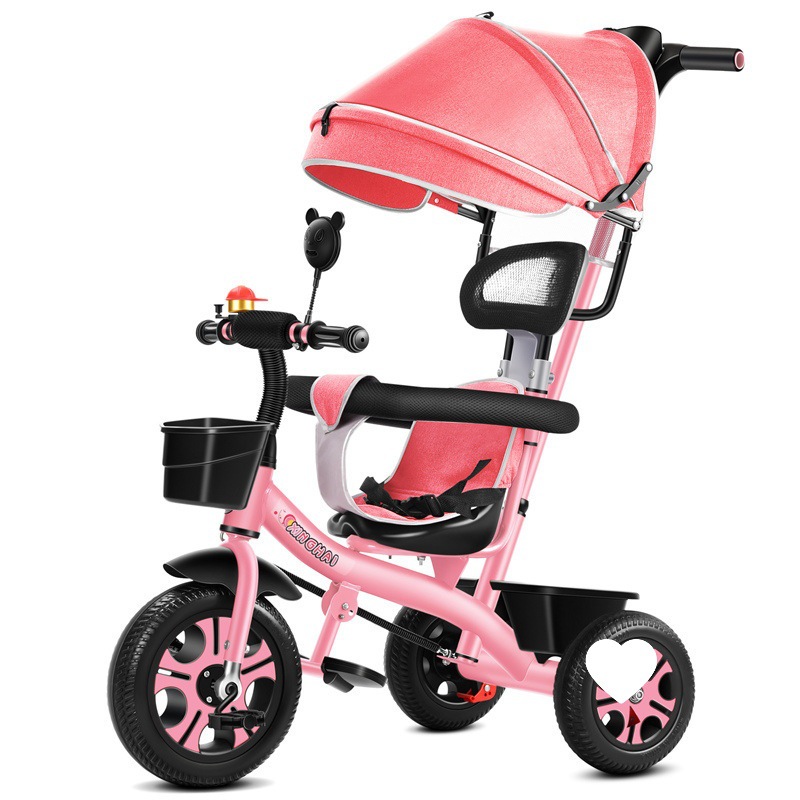 연꽃 색 파스텔 휠 푸시 핸들 가드 레일 캐노피