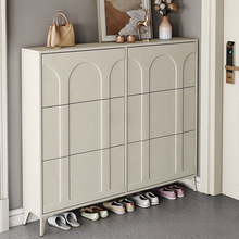 超薄极窄鞋柜玄关柜美式家用门口楼道外入户进门翻斗鞋柜黑色门外