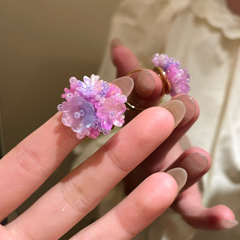 Dopamie Colorful Flower Open Beach Vacatio Style Idex Figer Rig Fresh Sweet Fashitile Versatile Had Jewelry For_voghion.com