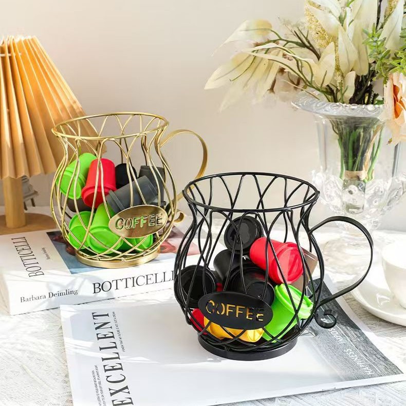 Cesta de almacenamiento de cápsulas de café, sala de estar creativa, hogar, mesa de café de lujo ligero nórdico, bocadillos, mini plato de frutas