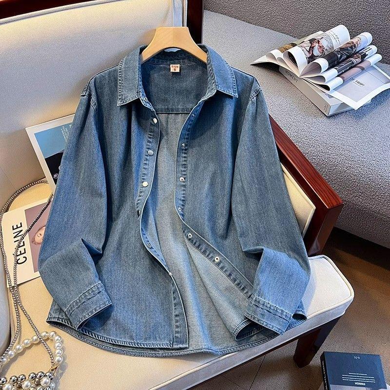 Retro Style Layered Denim Shirt Jacket for Small Women 2025 New Style, Loose, Fashionable and Versatile Retro Style Layered Denim Shirt Jacket for Small Women 2025 New Style, Loose, Fashionable and Versatile