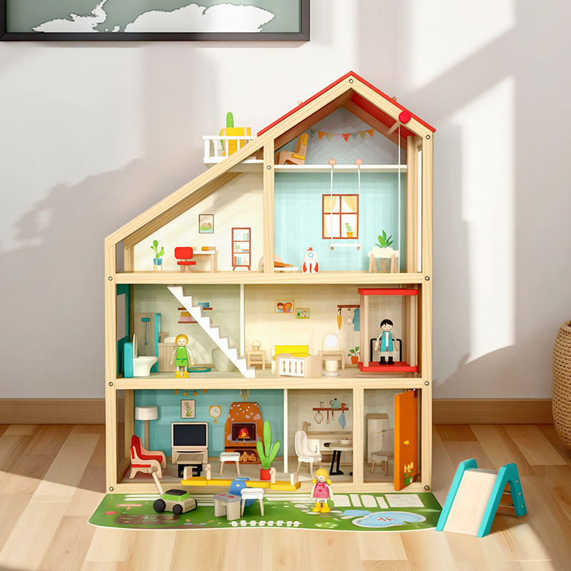 Casa de juguetes para niños diy cabaña regalos de madera maciza casa de la princesa desmontaje casa de muñecas juguetes