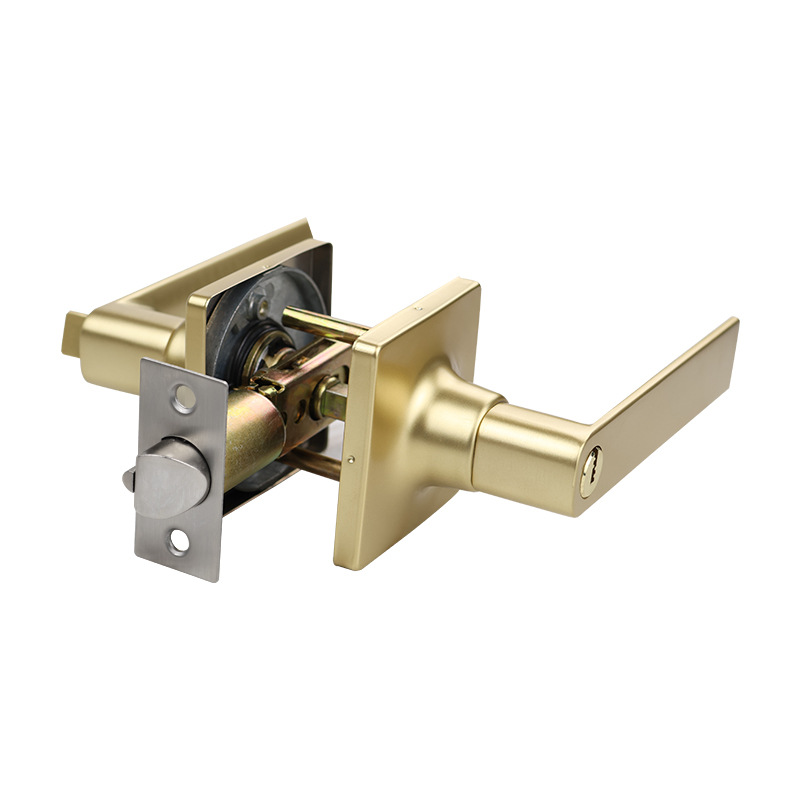 Personalizada aleación de zinc de tres barras cerradura de mano cerradura cuadrada cerradura de baño cerradura de canal cerradura americana de tres barras cerradura interior cerradura de mango de puerta de madera