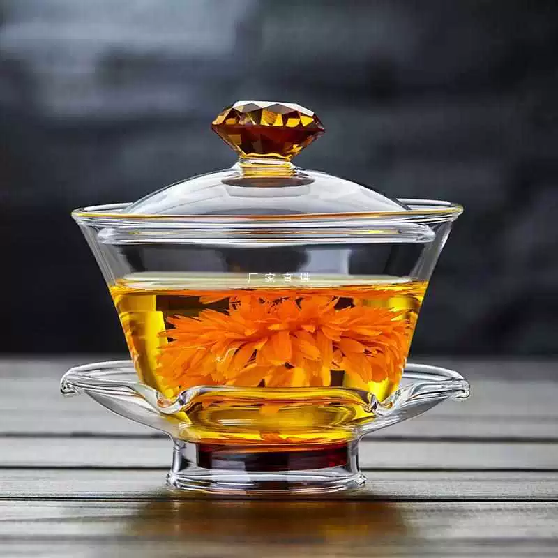 Glass tea cup, transparent tea set, big grabber
