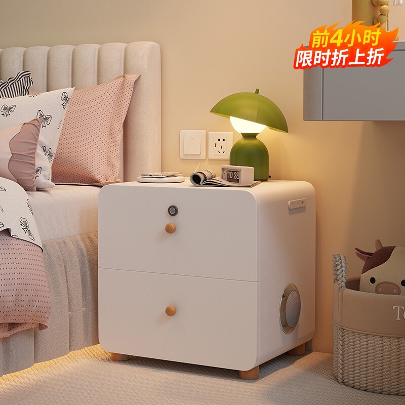 스마트 침대 옆 테이블 크림 스타일 침실 침실 테이블 작은 매우 좁은 단단한 나무 가정용 침대 옆 테이블 빛 고급 고급 고급