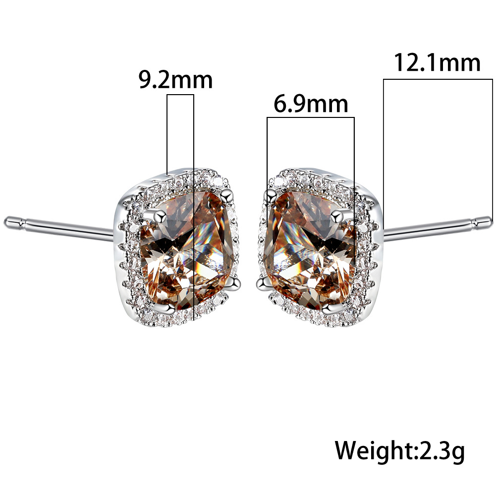 Fashion Geometric Copper Inlay Zircon Ear Studs 1 Pair