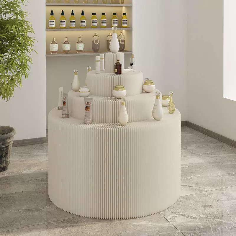 Цилиндрическая подставка для демонстрации товаров из бумаги, напольная складная подставка для торгового центра, оптом