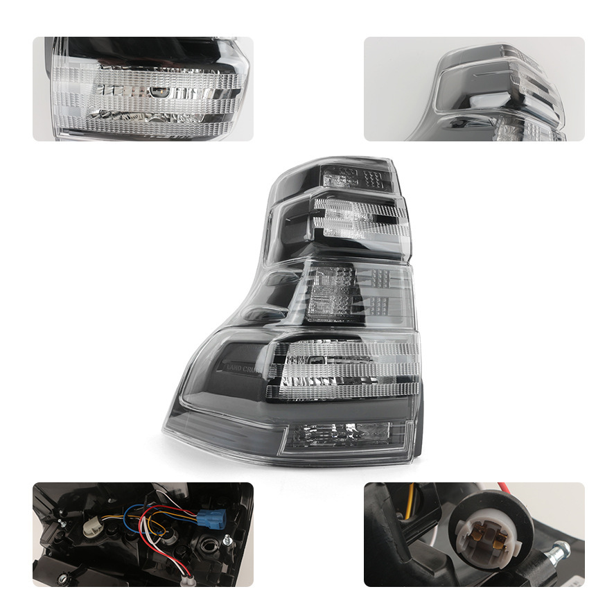 Aplicable a Toyota 14 - 16 años Prado conjunto de luces traseras luces de freno Overpowered versión modificada de luces traseras negras fumadas
