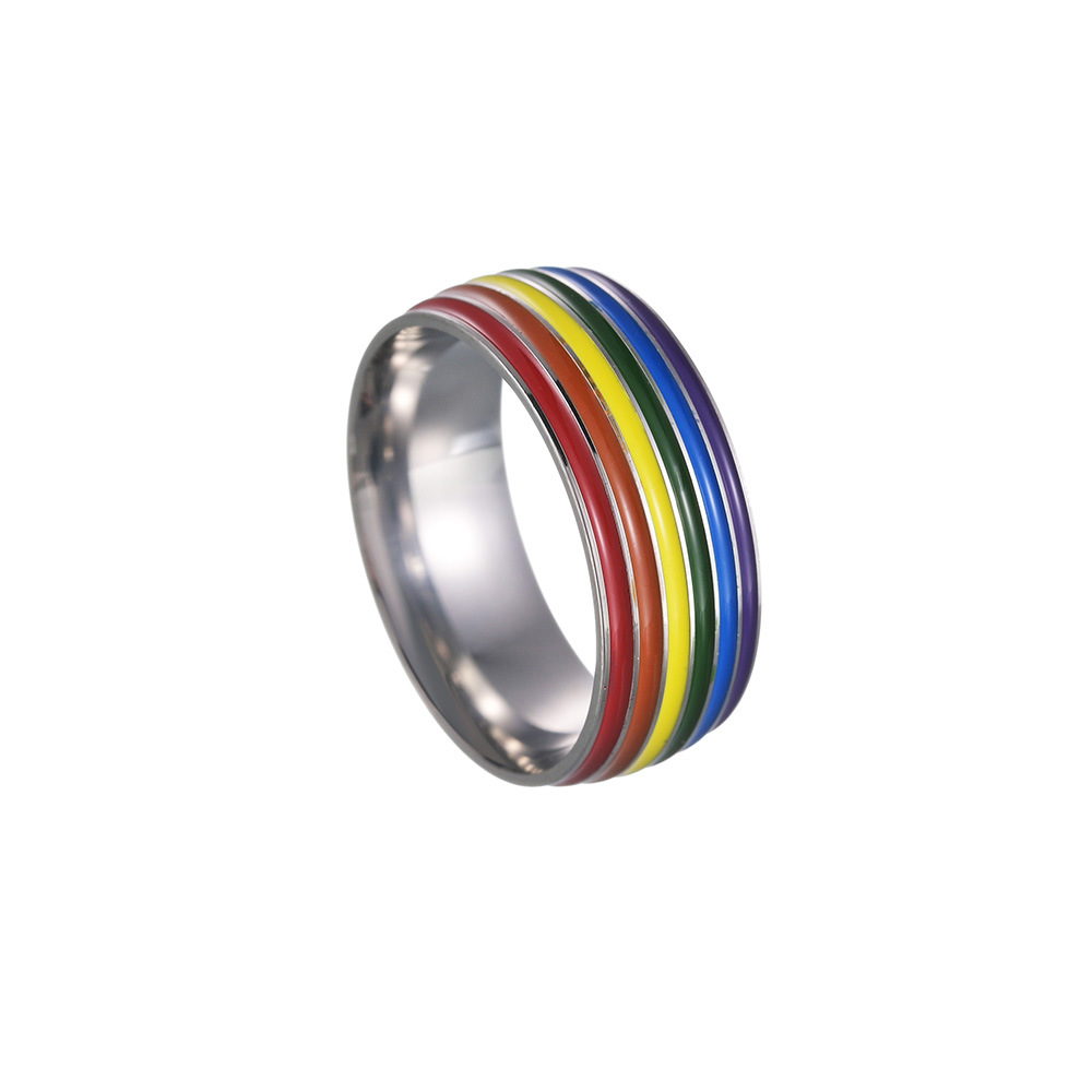 Fashion Round Rainbow Stainless Steel Rings Stainless Steel Rings