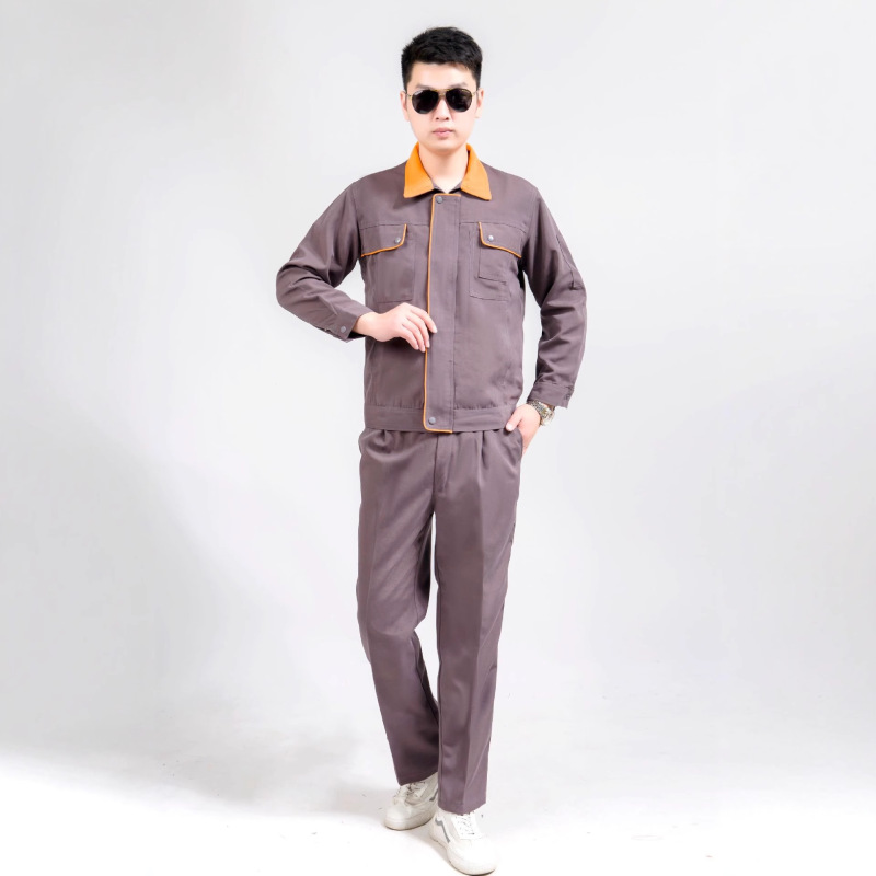 春秋长袖涤棉套装男工作服耐磨上衣工厂车间机修工装印绣字劳保服|undefined