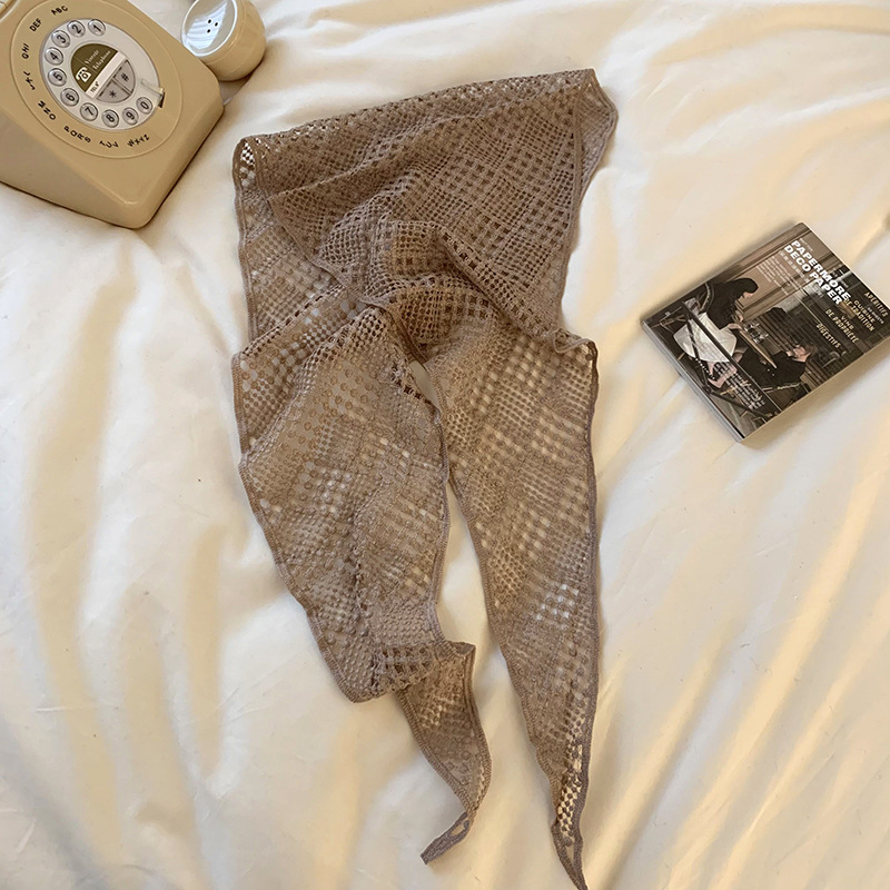 Toallas triangulares buje de viento pastoral correa de cabello para mujeres primavera turbante al aire libre alta sensación agujerada correa de cabello de punto bufandas de seda atadas