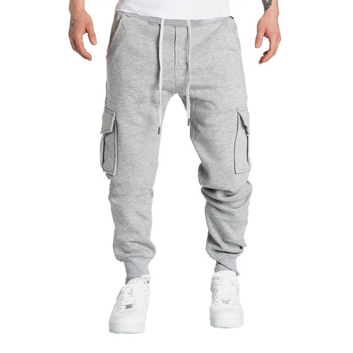 Men's Casual Pants with Multiple Pockets, Large Size, Sporty Style, Men's Fleece Casual Pants for Autumn and Winter