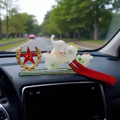 Car Perfume Holder Ruyi: Car ornaments - 19cm-safe-bottom-white-gourd-alloy-five-pointed-star