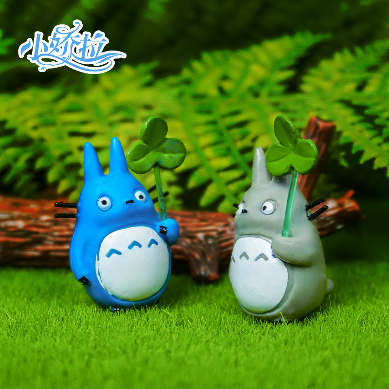 Figura Decorativa para Pecera, Chinchilla con Trébol que Levanta sus Hojas, Serie Miyazaki, Decoración para Interiores de Automóviles, Figura Pequeña para Manualidades