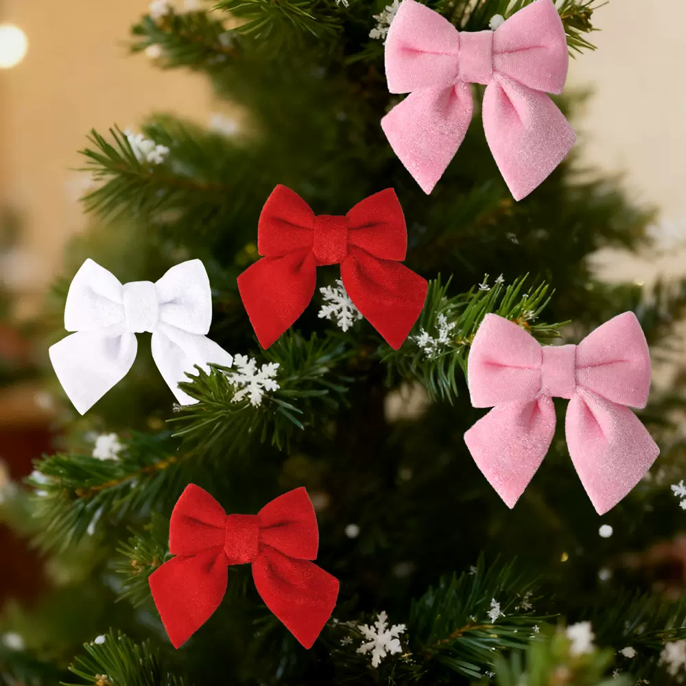 9*10cm小号丝绒布蝴蝶结diy橱窗圣诞树挂件圣诞节装饰蝴蝶结挂饰