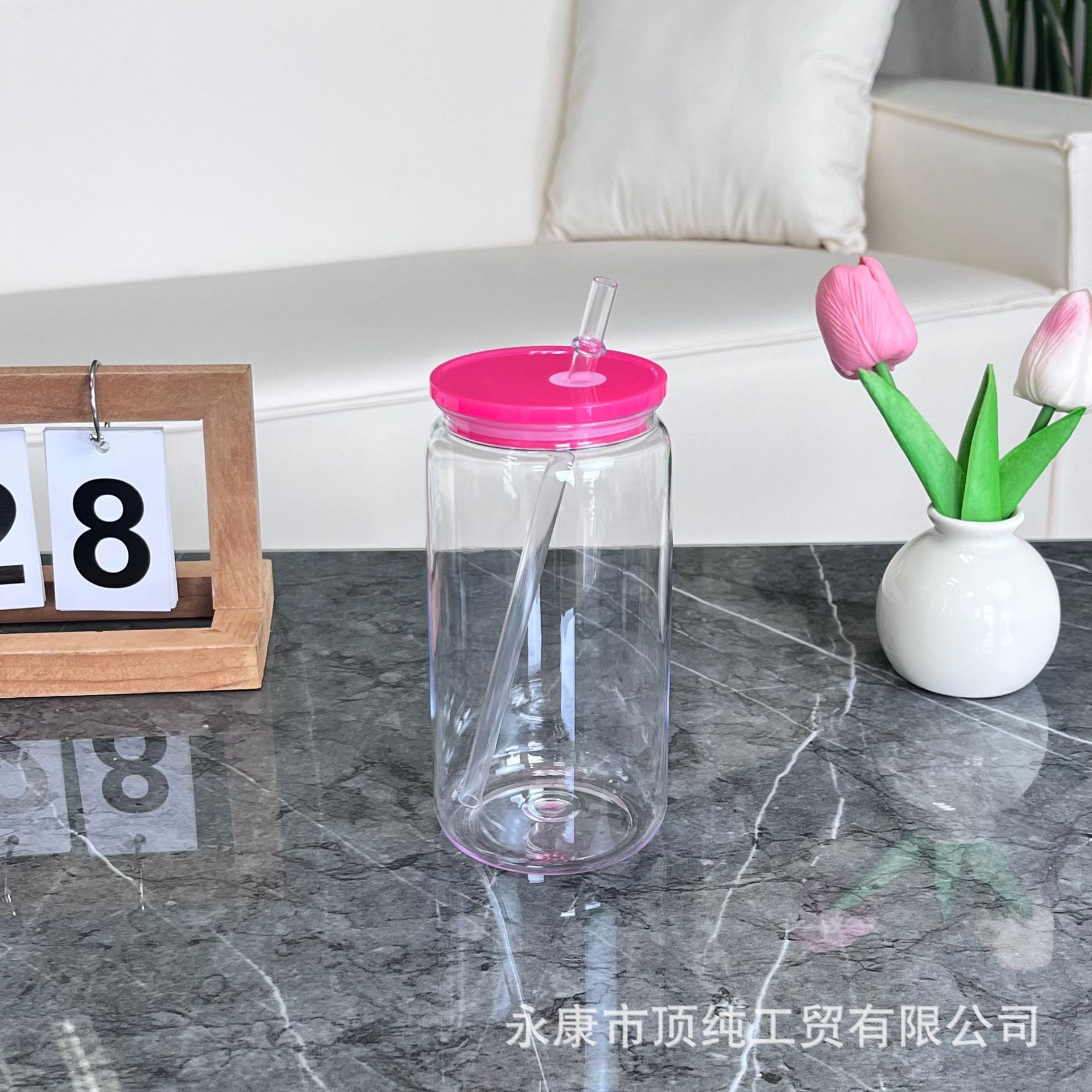 2024 estilo explosivo 16oz taza de paja de plástico protección del medio ambiente jelly acrílico color mason taza de plástico al por mayor