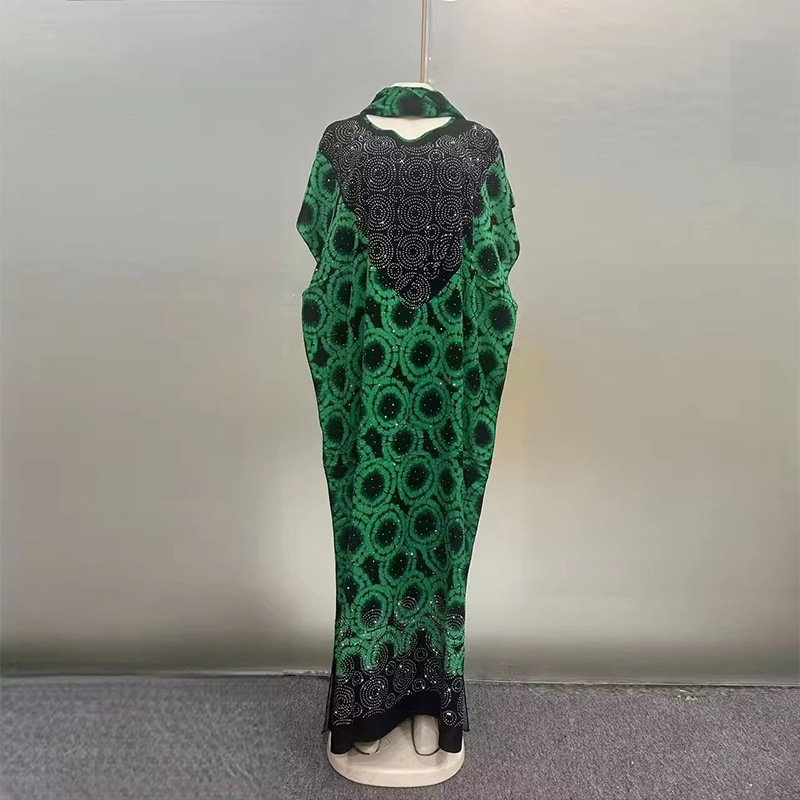 跨境货源非洲大码袍子女装领口烫钻印花连衣裙速卖通亚马逊外贸|undefined
