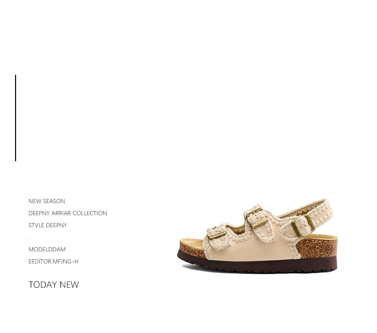 Dép sandal nữ hở mũi da bò đế dày phong cách Birkenstock — tím chi tiết 9