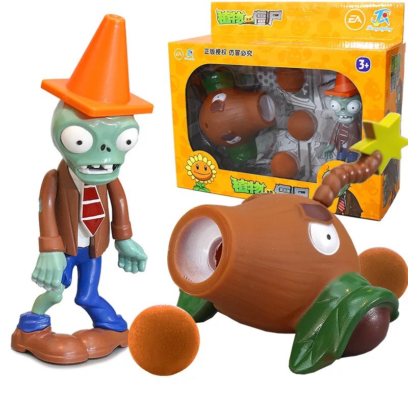 Juguetes de Plantas contra Zombis, juego completo de goma suave, lanzador de guisantes, juego para niños, regalo para niños, figuras