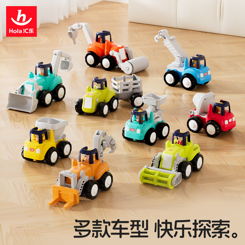 Huile 326 Engineering Vehicle Boy Car Road Roller Model Toy Car Drilling Machine Tractor Inertia Sliding