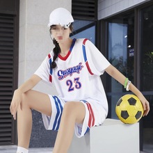 篮球服套装女学生运动比赛球衣假两件短袖训练队服夏季班服订豪莉