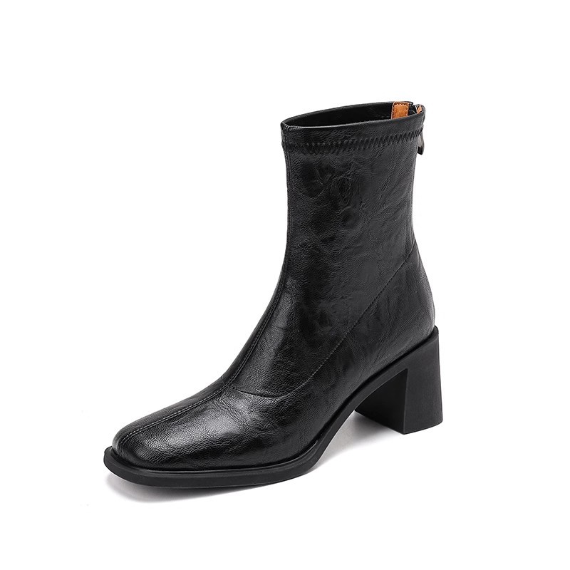 Women's Retro Chunky Heel Martin Boots With Soft Sole And Elastic Fit_voghion.com